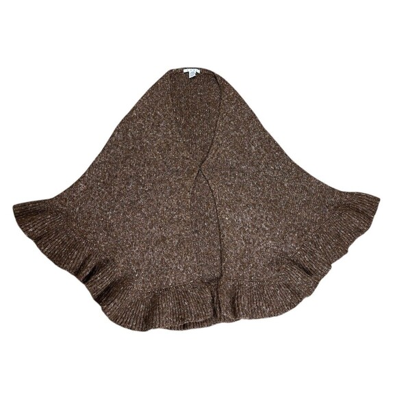 Cabi Poncho Shawl Women's ONE SIZE Cape Heather Brown Ruffle Hem Flowy - Picture 9 of 11